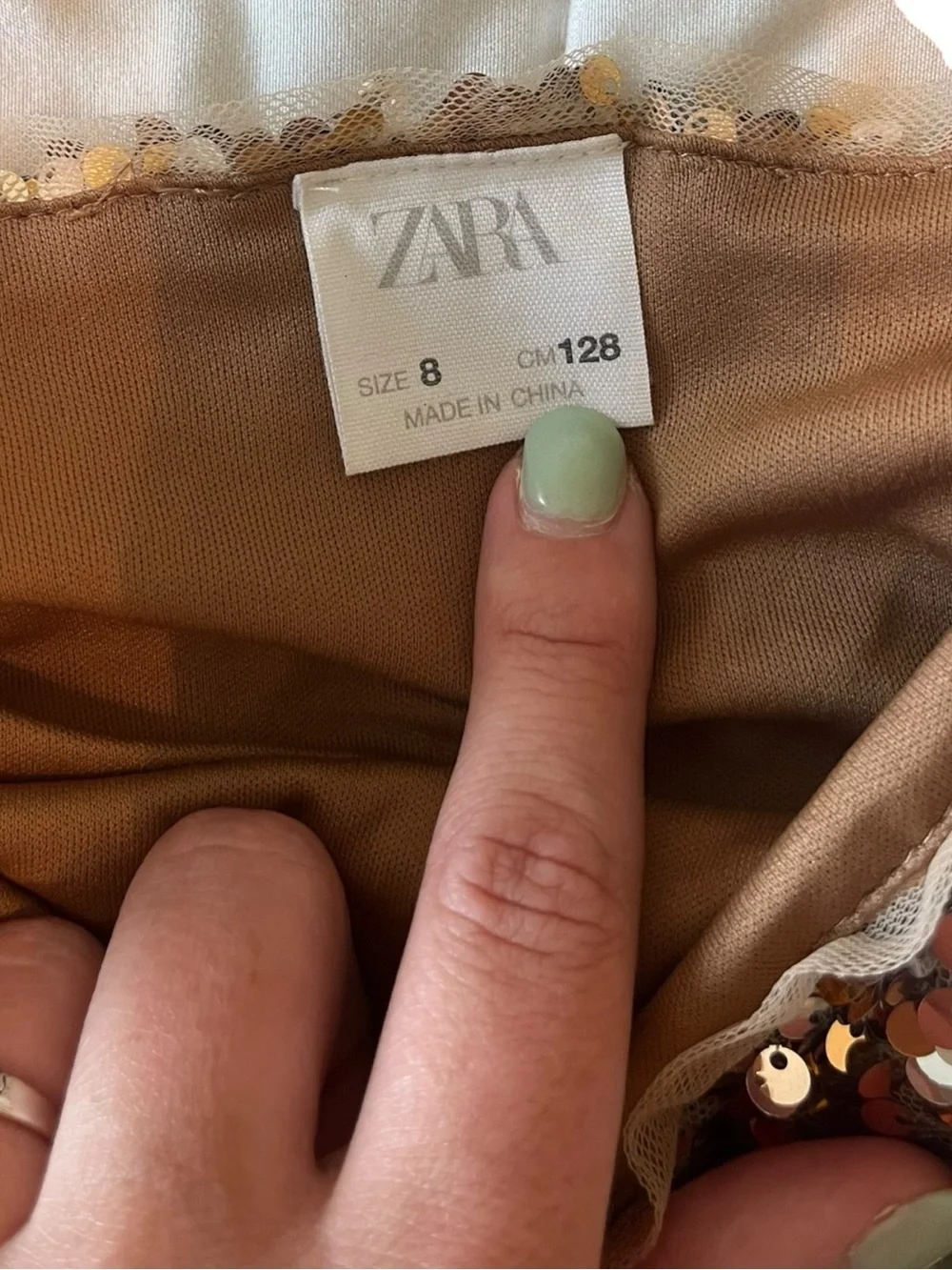 Zara Girls Gold Sequin Mini Skirt Size 8